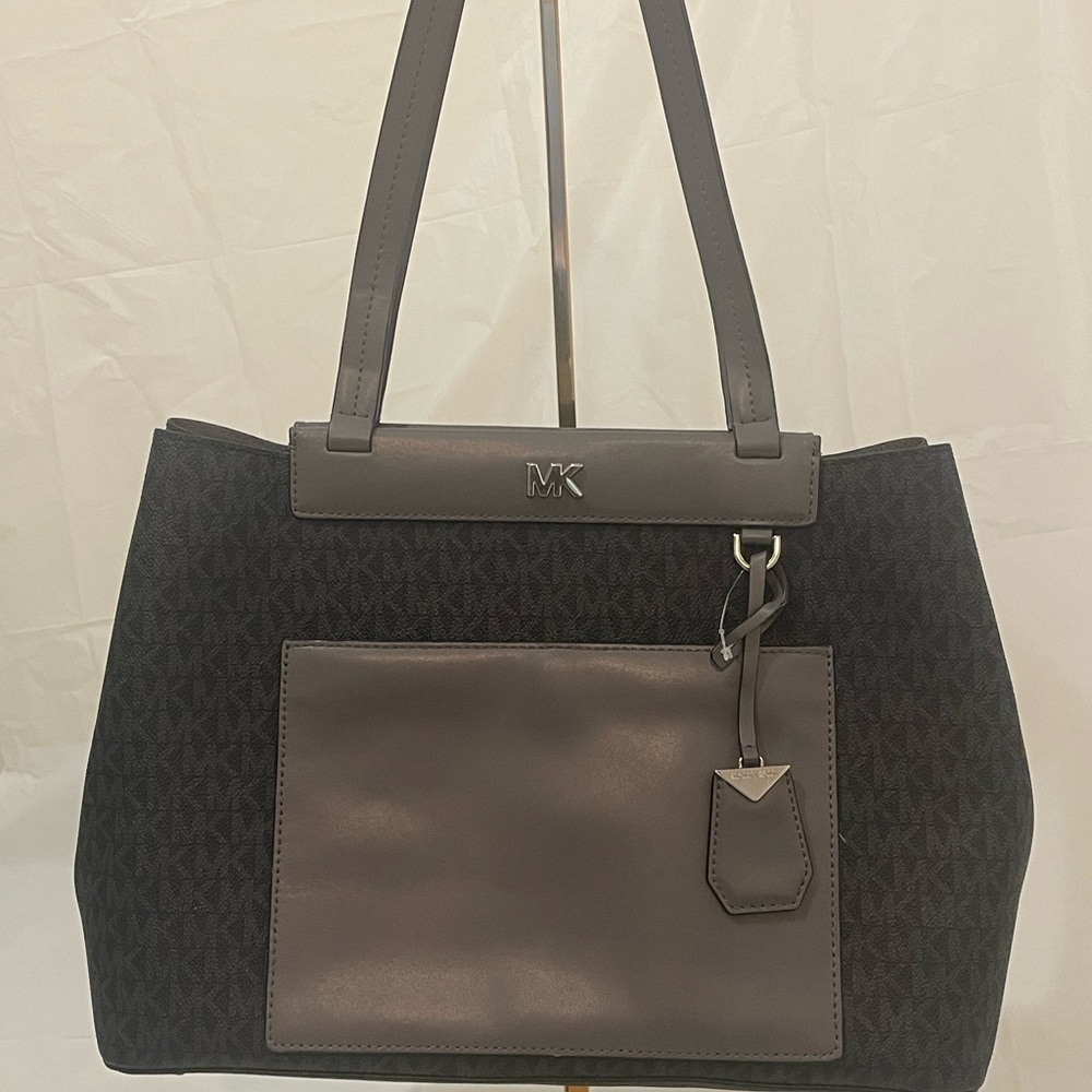 Womens Michael Kors Meredith Medium Logo Signature Grey Tote Bag
